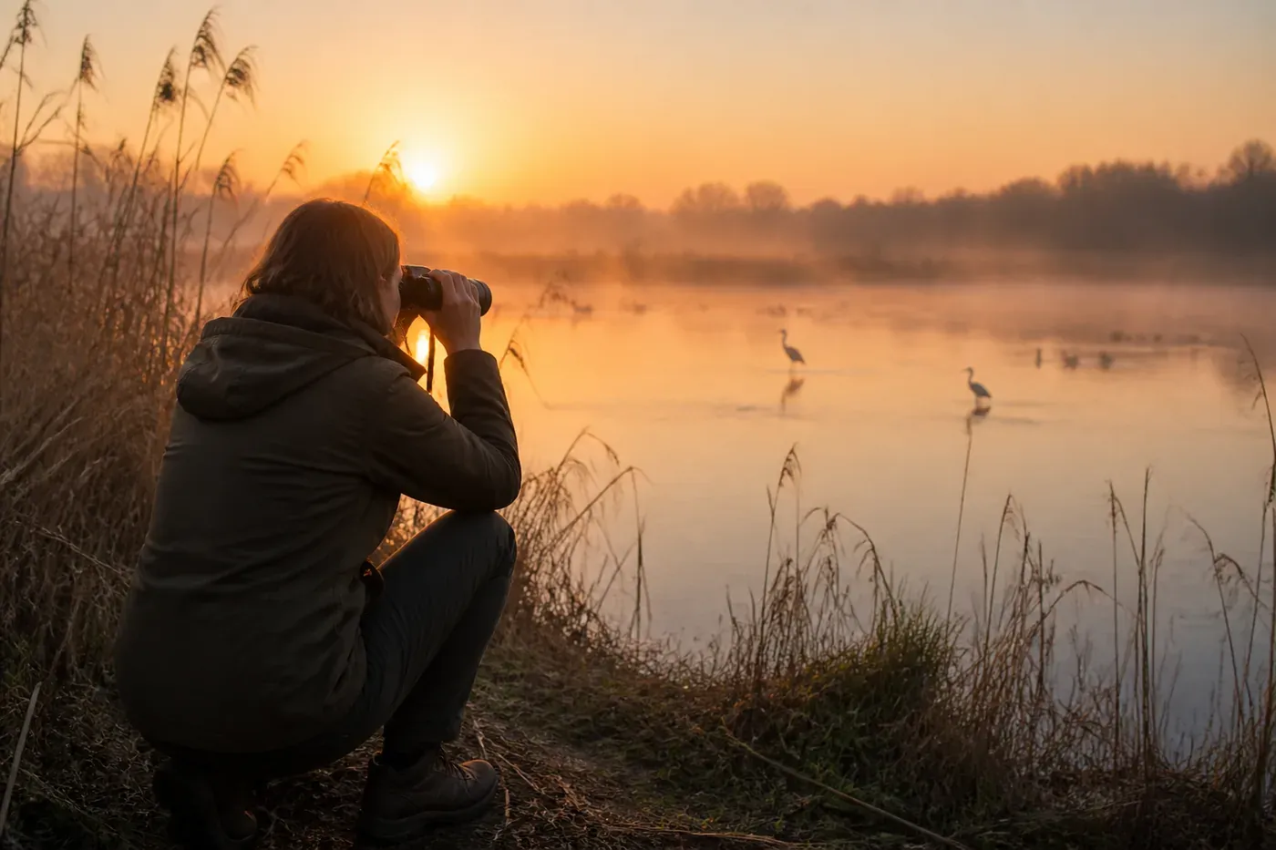 Observation des oiseaux avec des jumelles